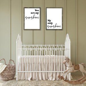 You are My Sunshine My Only Sunshine Set of 2 Wall Decor | Nursury Framed Signs